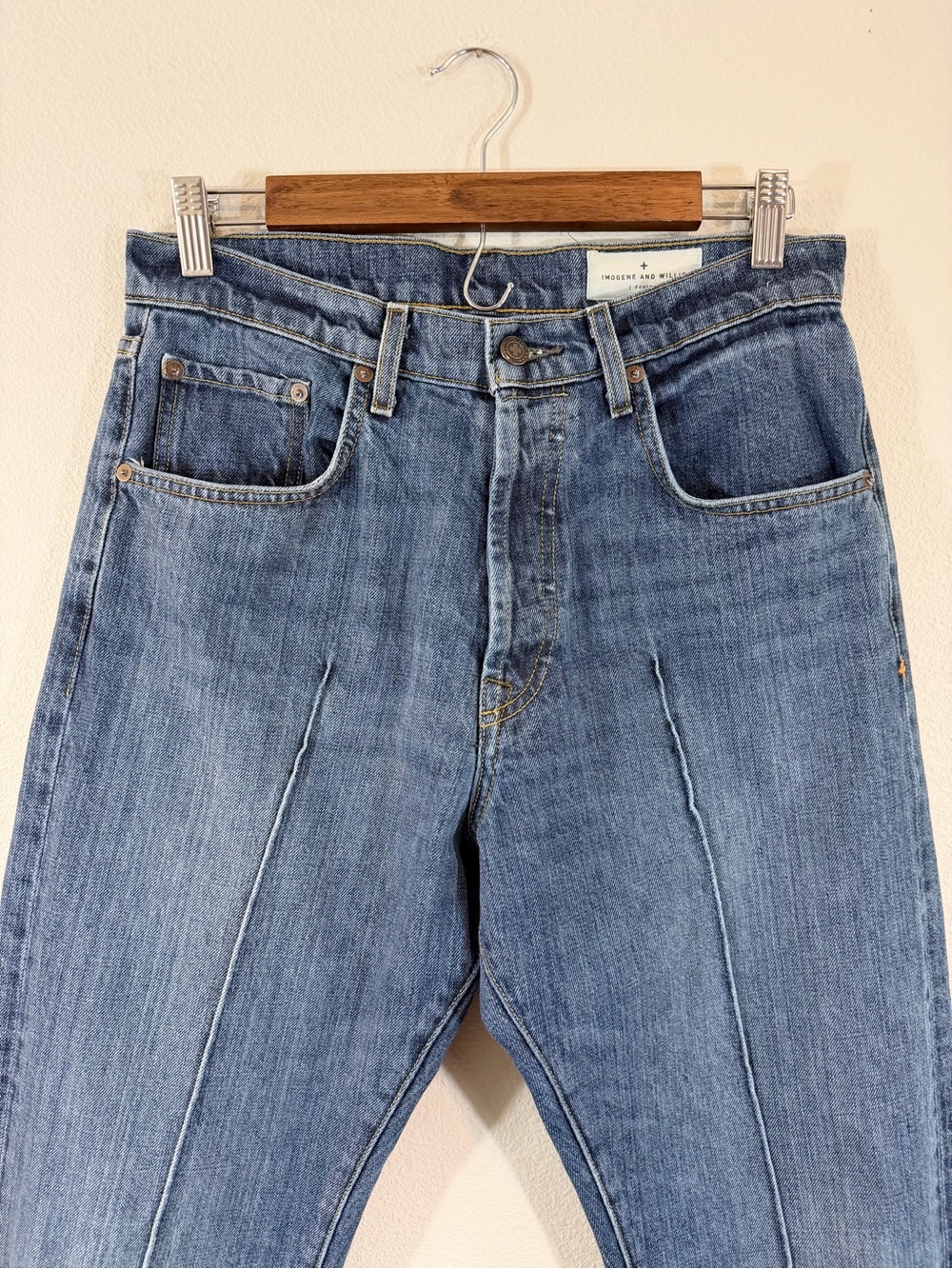 Imogene and Willie Wyatt Cropped Jeans Size 28 Medium Wash Button Fly Raw Hem - Picture 2 of 11